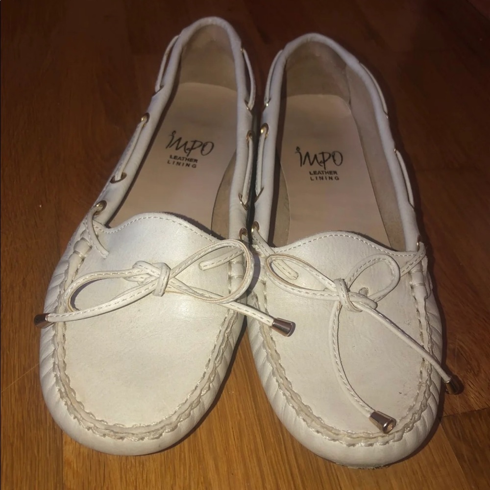 Beige moccasin flats
